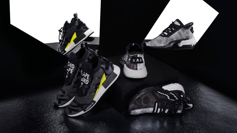 A BATHING APE adidas adidas Originals Bape NBHD NEIGHBORHOOD NMD STLT POD S-3.1 Shark Face Sneaker Three Stripes รองเท้า สนีกเกอร์ อาดิดาส