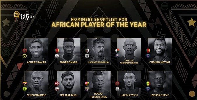 ซาดิโอ มาเน่ นักเตะแอฟริกันยอดเยี่ยมประจำปี 2019 ปิแอร์ เอเมอริค โอบาเมย็อง โมฮาเหม็ด ซาลาห์